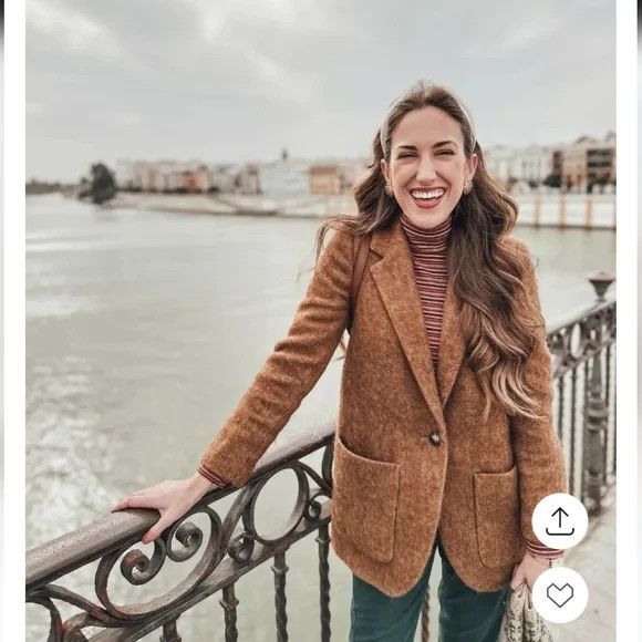 Madewell Larsen Boucle Knit Blazer Toffee Wool Alpaca Women's size X Small - Picture 5 of 9